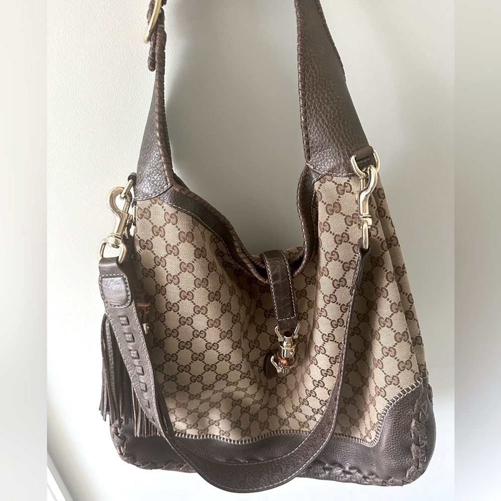 Gucci large canvas GG Jackie Hobo bag